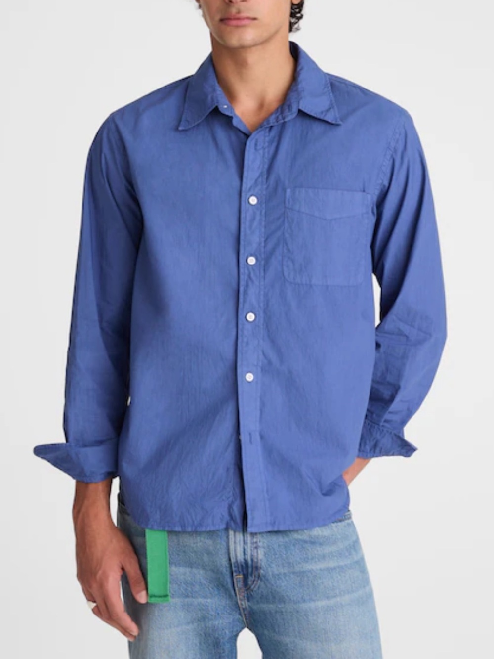 Madewell Men’s Button-Up Shirt in Crisp Cotton Poplin Nice Blue NWT Size Large